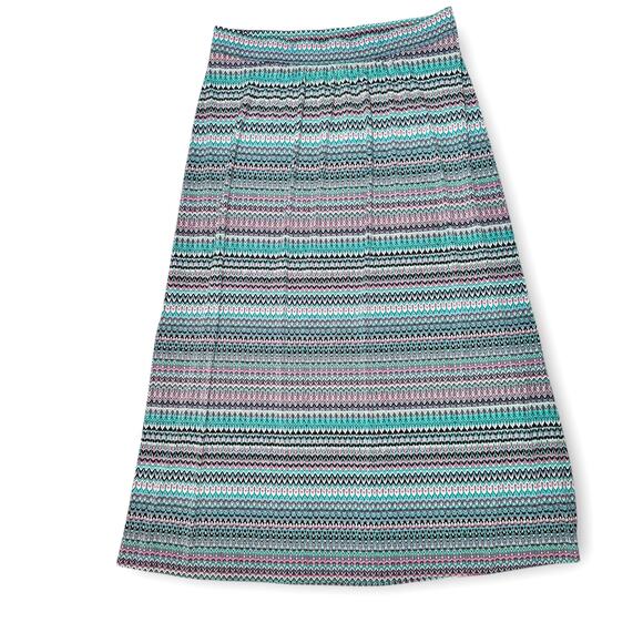 LANE BRYANT 18 20 Vibrant Zig-Zag Print Stretch Jersey Maxi Skirt l Side Slits - Picture 3 of 7